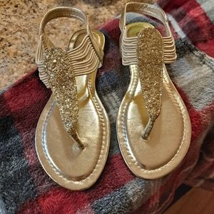 Gold glitter sandals